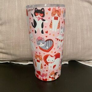 Valentine Pink Cats Stainless steel tumbler/mug NWT